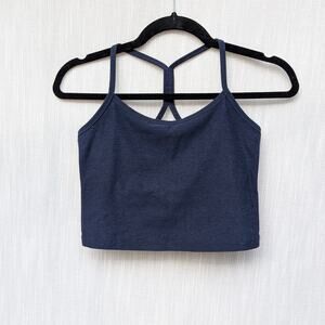 Beyond Yoga Navy Spacedye Slim Racerback Crop Top Logo Tank, size S